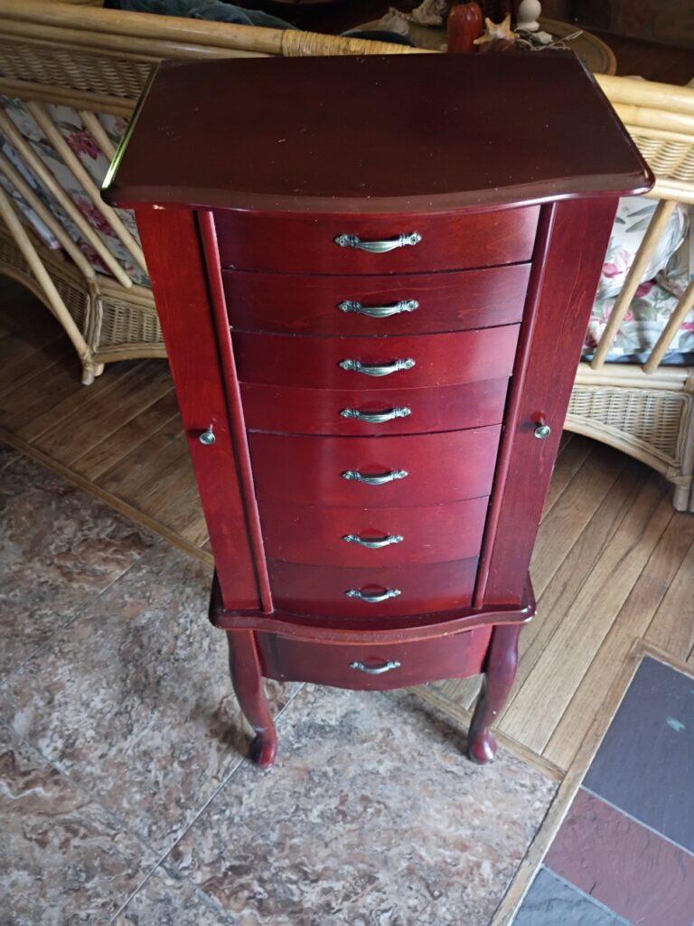 Solid-Wood Cherry-Finish Jewelry Armoire